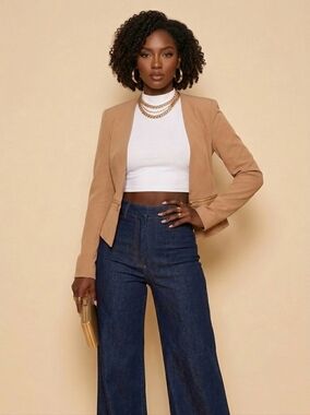 Endless Rose Open Front Blazer with Zipper Detail